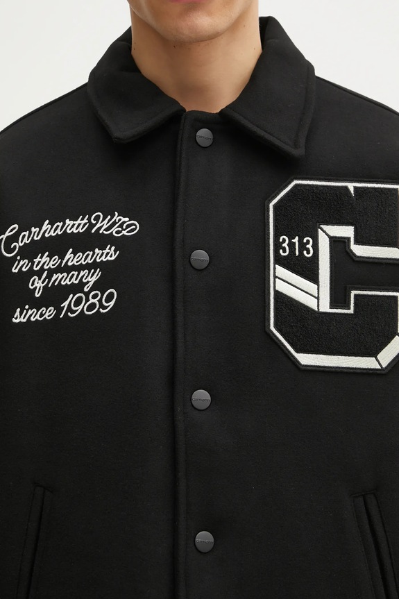 Carhartt WIP jacket with wool World Class Varsity I035432.89XX black