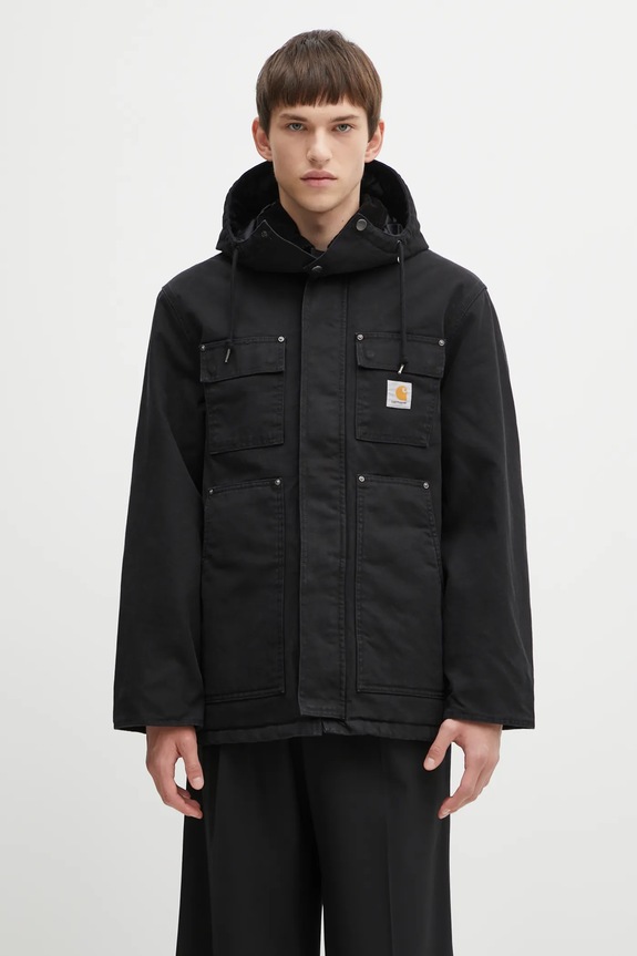 Бавовняна парка Carhartt WIP Ambel Coat без капюшона чорний I035616.0