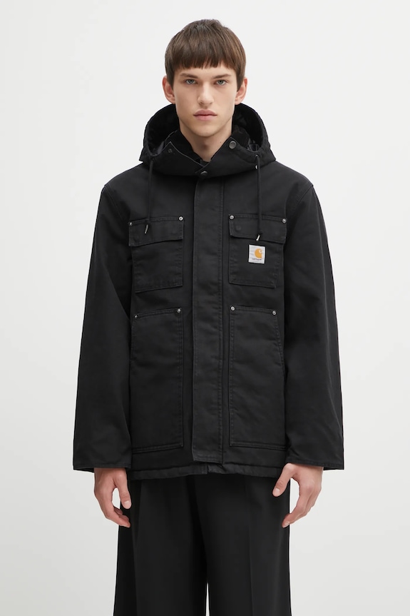 Бавовняна парка Carhartt WIP Ambel Coat без капюшона чорний I035616.0