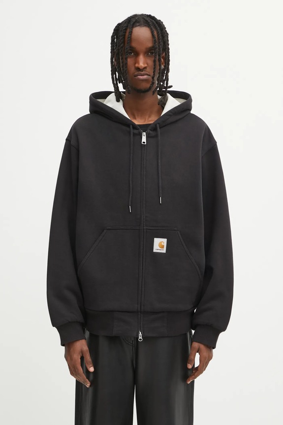 Carhartt WIP sweatshirt Active Sweat Jacket plain black I035602.8906