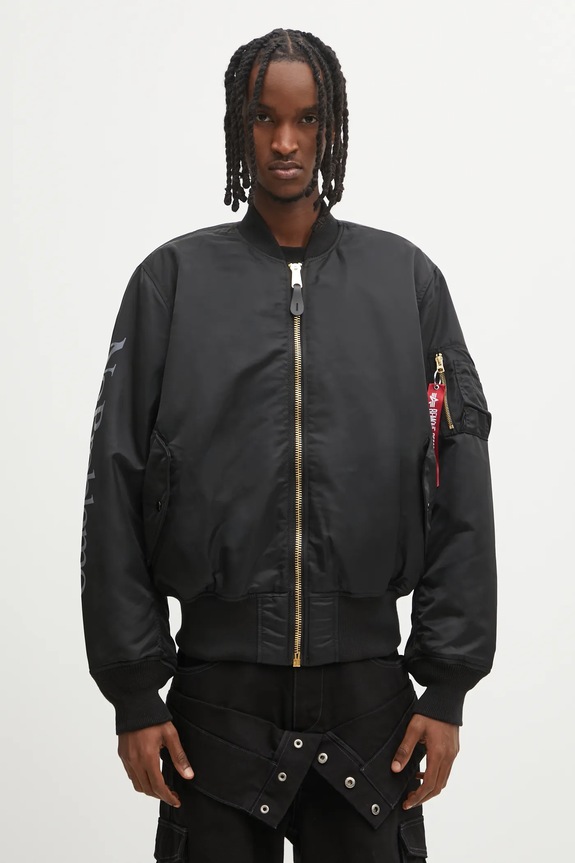 Oboustranná bomber bunda No Problemo x Alpha Industries No War MA-1 přechodné černá NP7113504