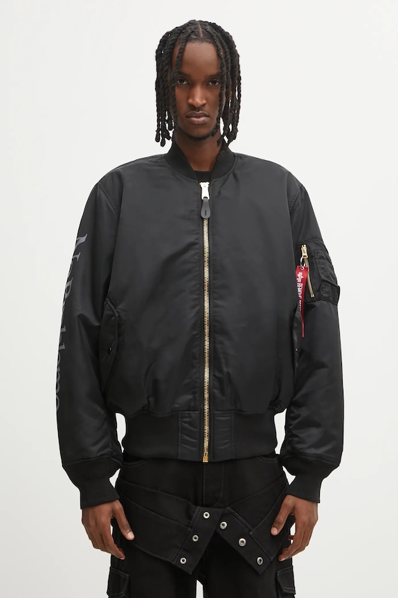 Oboustranná bomber bunda No Problemo x Alpha Industries No War MA-1 přechodné černá NP7113504