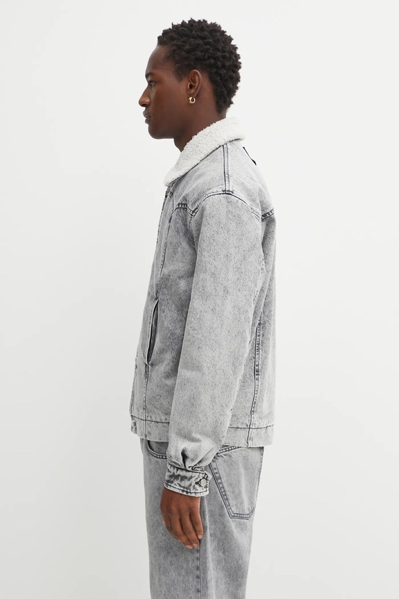 Rifľová bunda Aries Sherpa Denim Car Coat AR7120004 sivá AW25