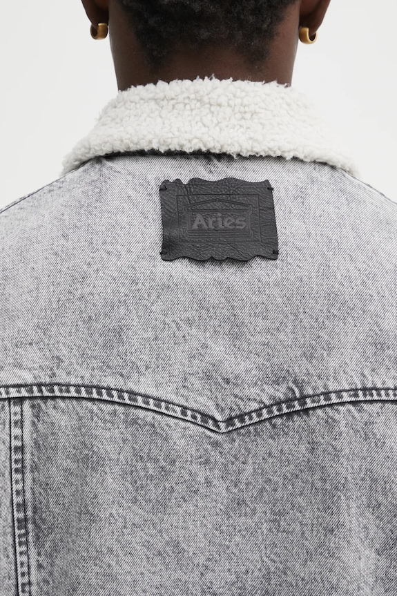 Aries geacă jeans Sherpa Denim Car Coat gri AR7120004