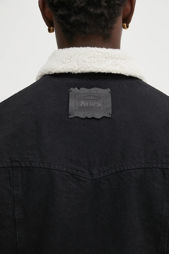 Aries geacă jeans Sherpa Denim Car Coat AR7120004 negru