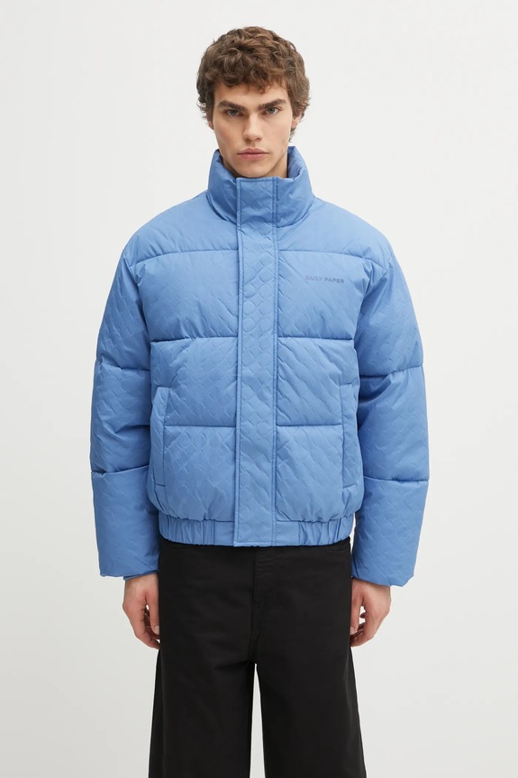 Daily Paper kurtka Renako Monogram Puffer bez kaptura niebieski 2521063