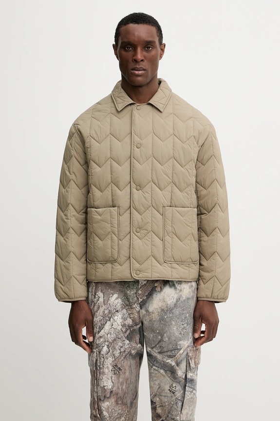 Bunda Maison Kitsuné Quilted přechodné béžová PM02104WW9067