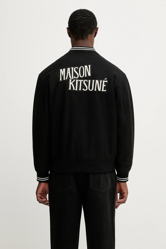 Maison Kitsuné bomber jacket with wool Varsity Teddy without black PM02107WM2023