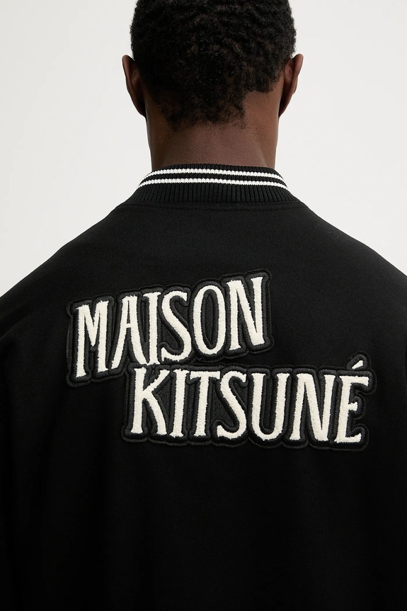 Maison Kitsuné bomber jacket with wool Varsity Teddy black PM02107WM2023