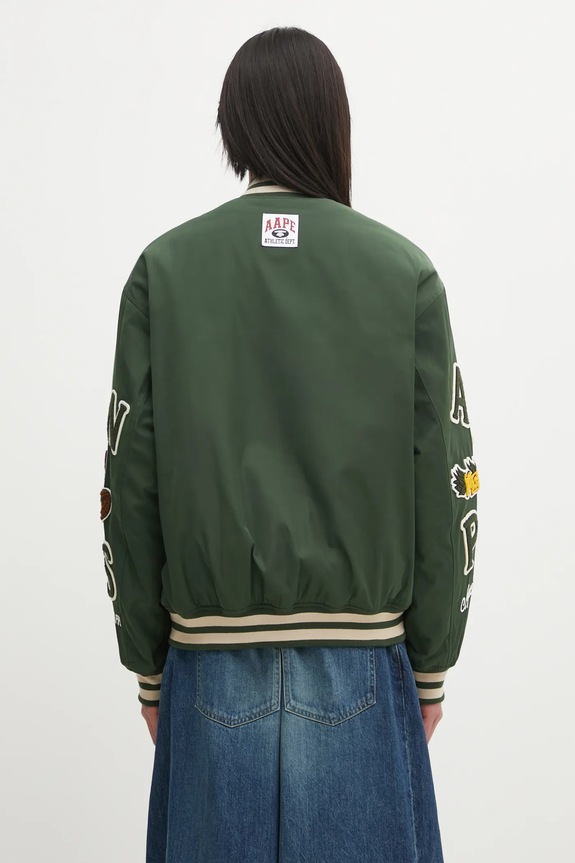 Ρούχα Μπουφάν bomber AAPE Main AAPJKM7742XXP πράσινο