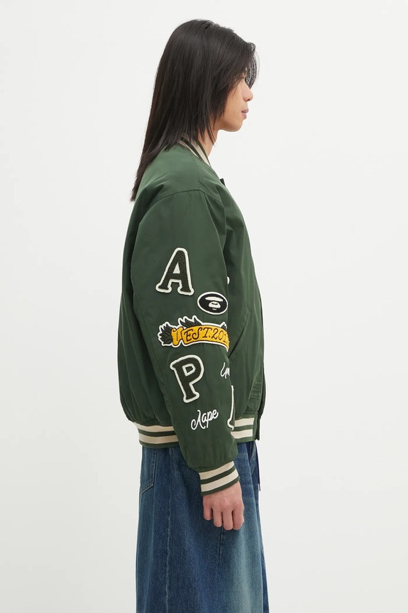 Μπουφάν bomber AAPE Main πράσινο AAPJKM7742XXP
