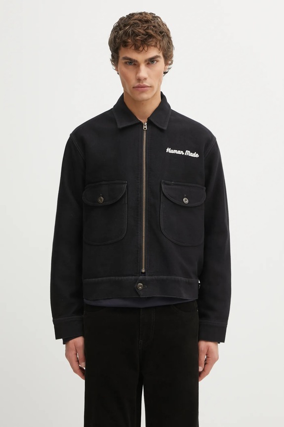 Human Made kurtka bawełniana ZIP-UP WORK bez kaptura czarny HM30JK009