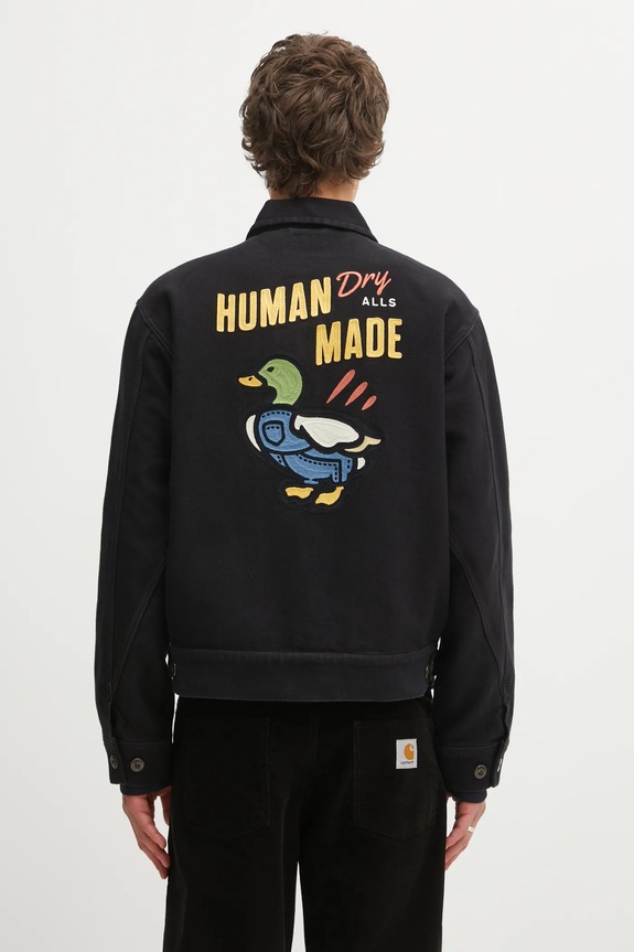 Odzież Human Made kurtka bawełniana ZIP-UP WORK HM30JK009 czarny