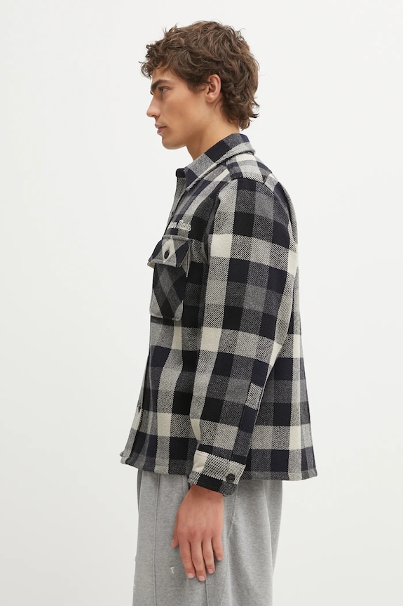 Human Made kurtka koszulowa z domieszką wełny WOOL CHECK HM30SH013 granatowy AW25