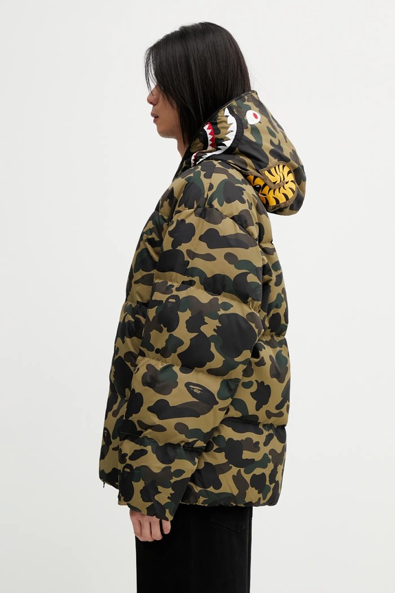 A Bathing Ape kurtka puchowa 1st Camo Snowboard Sharkdown 001DNL801305M zielony AW25