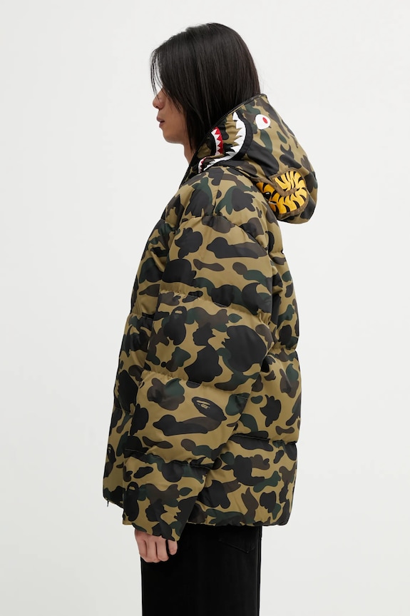 A Bathing Ape kurtka puchowa 1st Camo Snowboard Sharkdown 001DNL801305M zielony AW25
