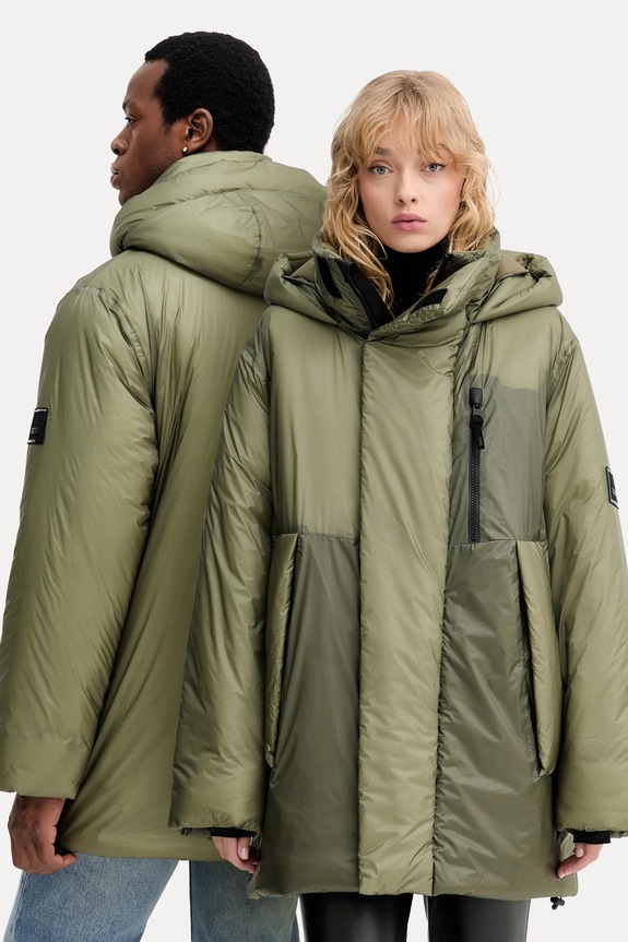 Rains rövid kabát 17240 Torna Insulated Long Jacket szigetelt zöld 17240