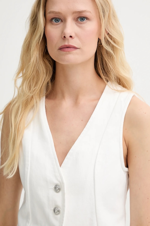Morgan gilet di jeans bianco COKABI