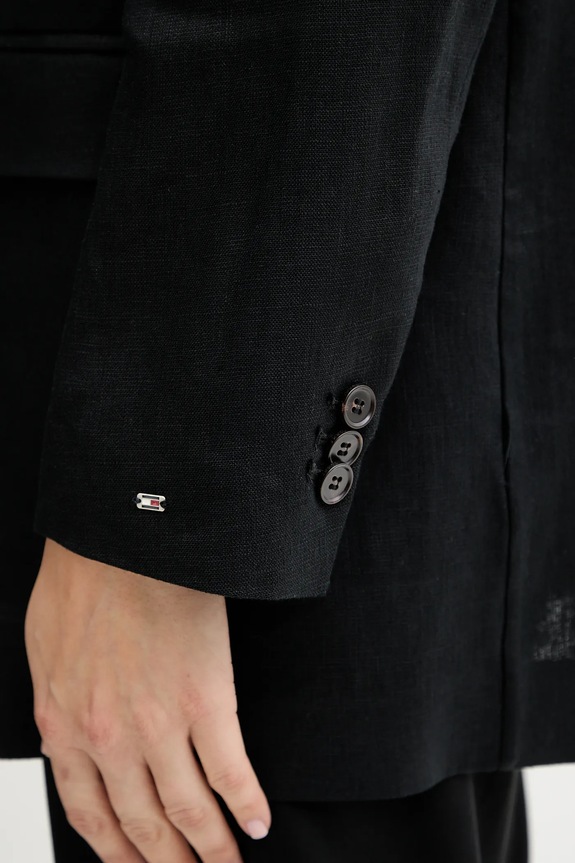 Laneni sako Tommy Hilfiger crna WW0WW47163