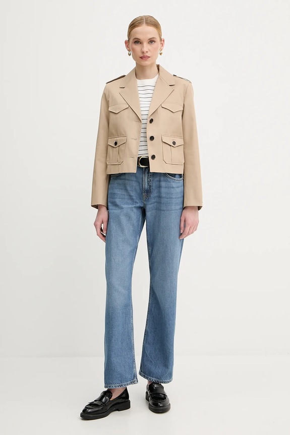Tommy Hilfiger jachetă de bumbac WW0WW47164 bej AW25
