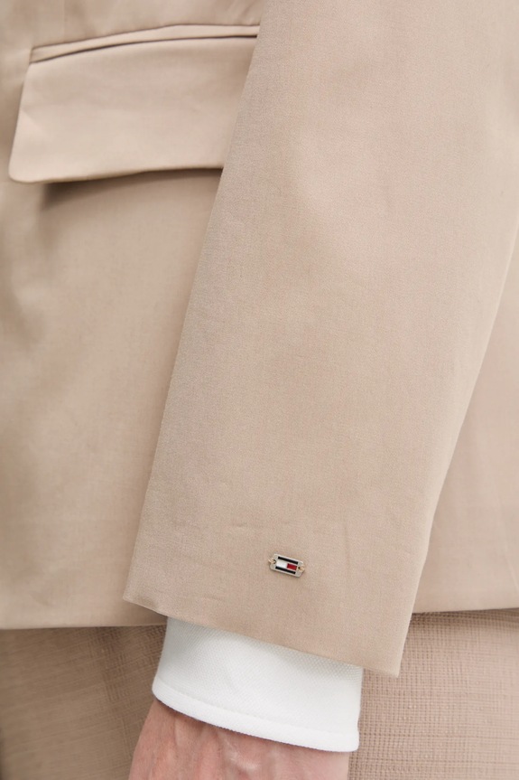 Tommy Hilfiger marynarka jednorzędowa damska z bawełną WW0WW47179 beżowy