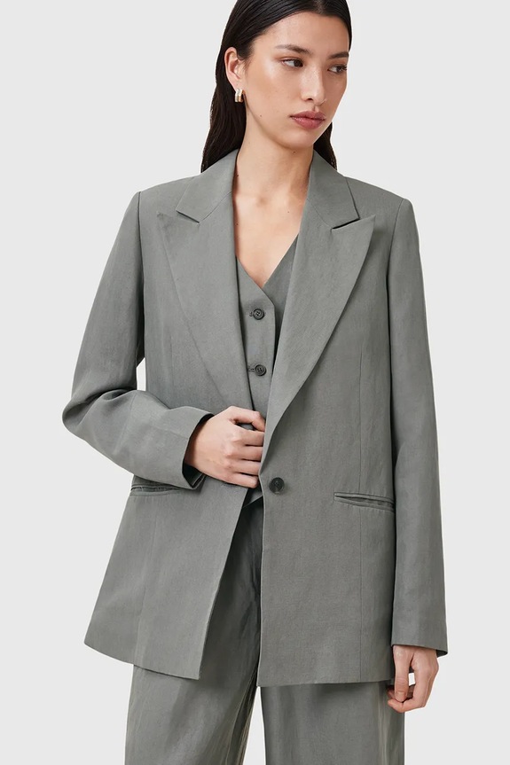 AllSaints giacca in lino misto AVERIE W043QC grigio