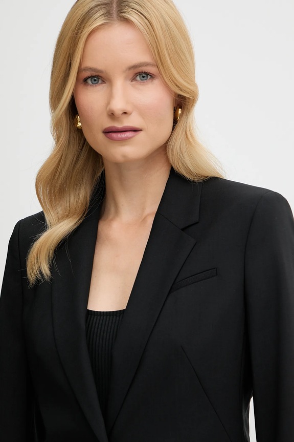 Μάλλινο σακάκι BOSS Bashinah μαύρο 50546622