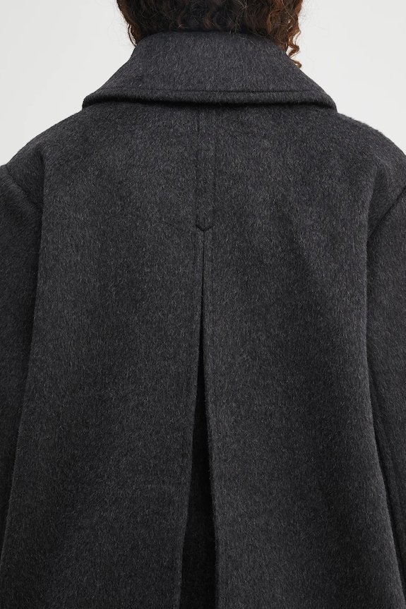 GANNI płaszcz z dodatkiem wełny Double Faced Wool Doublebreasted Blazer W0567 szary