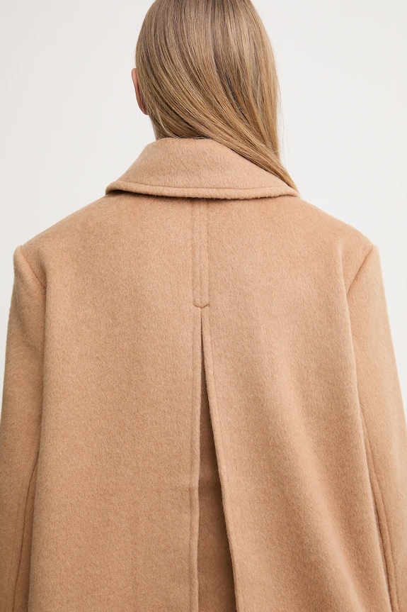 GANNI płaszcz z dodatkiem wełny Double Faced Wool Doublebreatsed Blazer W0876
