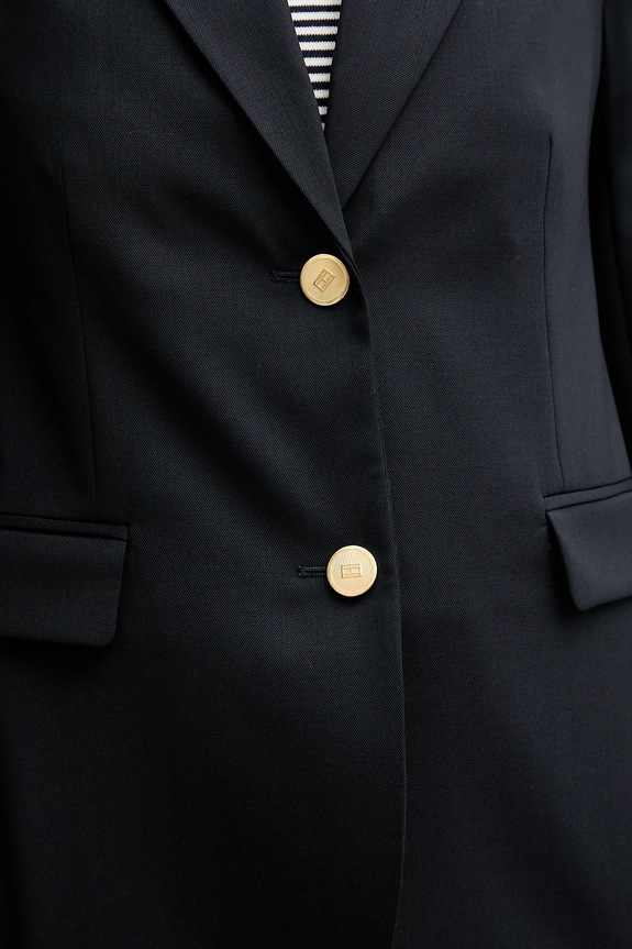 Tommy Hilfiger gyapjúkeverék felső WW0WW46662 sötétkék