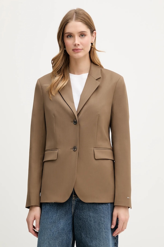 Sako s dodatkom vune Tommy Hilfiger Planet friendly smeđa WW0WW46662