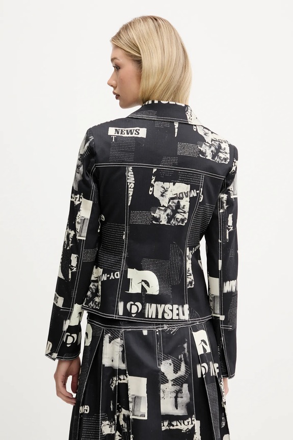 Ρούχα Σακάκι Desigual NEWSPAPER BLAC 25WWEW20 μαύρο