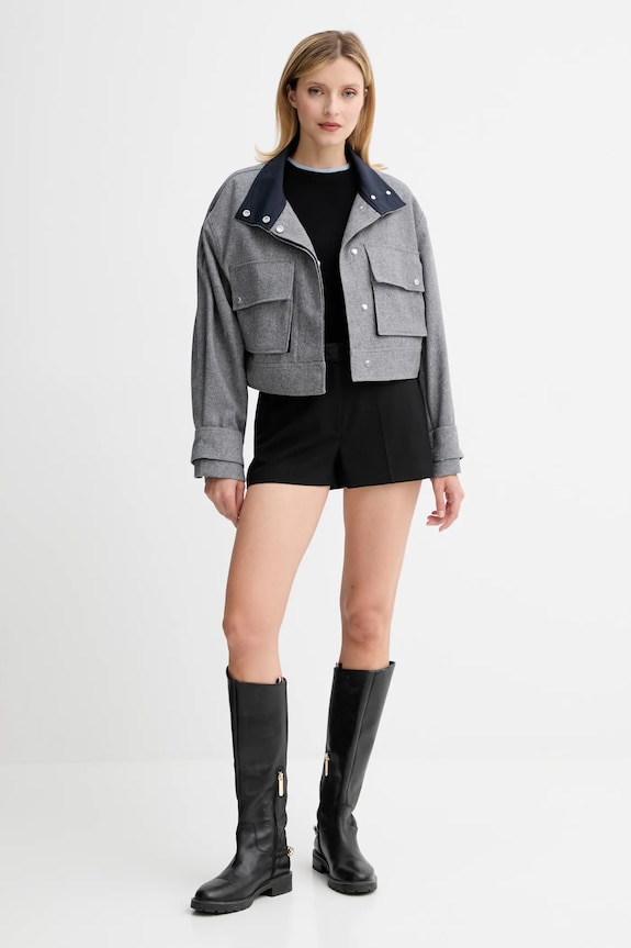 Vlnená bunda BOSS Jardia 50548307 sivá AW25