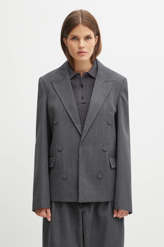 JW Anderson giacca in lana Double Breasted Tailored lana grigio JK0401.PG1821
