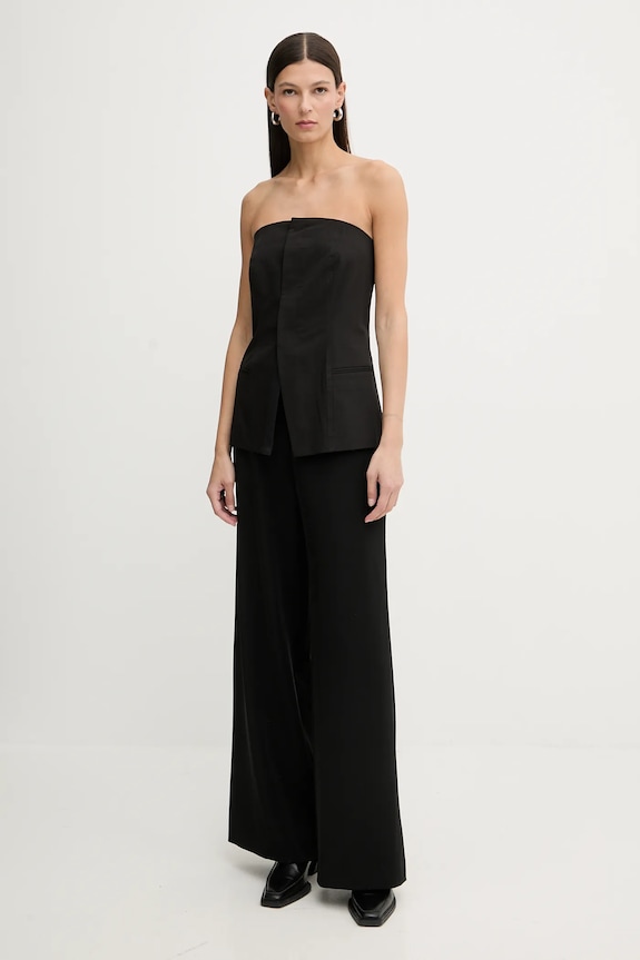 Blúzka s prímesou vlny G-Star Strapless D27755.E068 čierna AW25