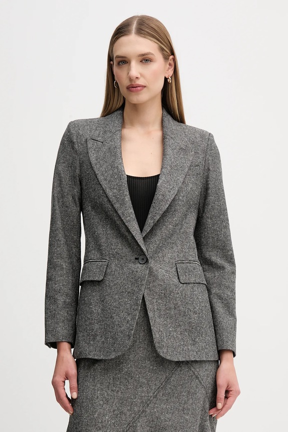 Suknjič s primesjo volne Pedro del Hierro Tkanina siva 6752181