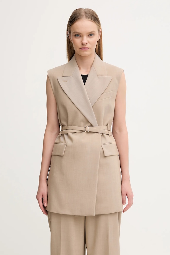 Вълнен елек Sportmax CIURMA вълна бежов 2522286011600