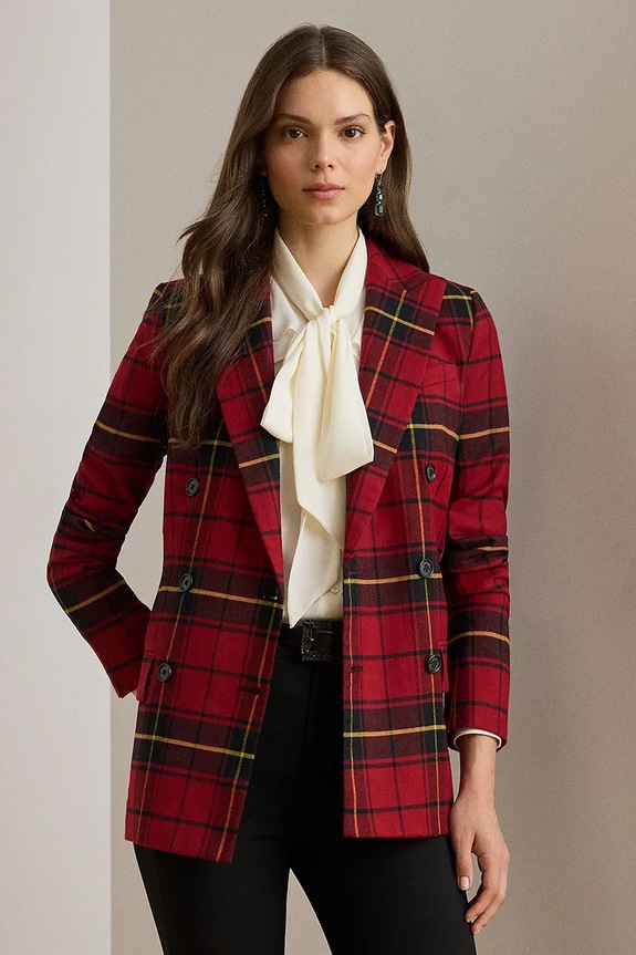 Lauren Ralph Lauren gyapjúkeverék felső szövet piros 200979944