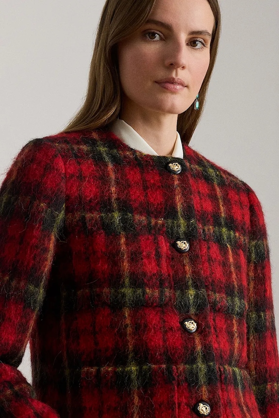 Μπλέιζερ με μίγμα μαλλιού Lauren Ralph Lauren κόκκινο 200P02014