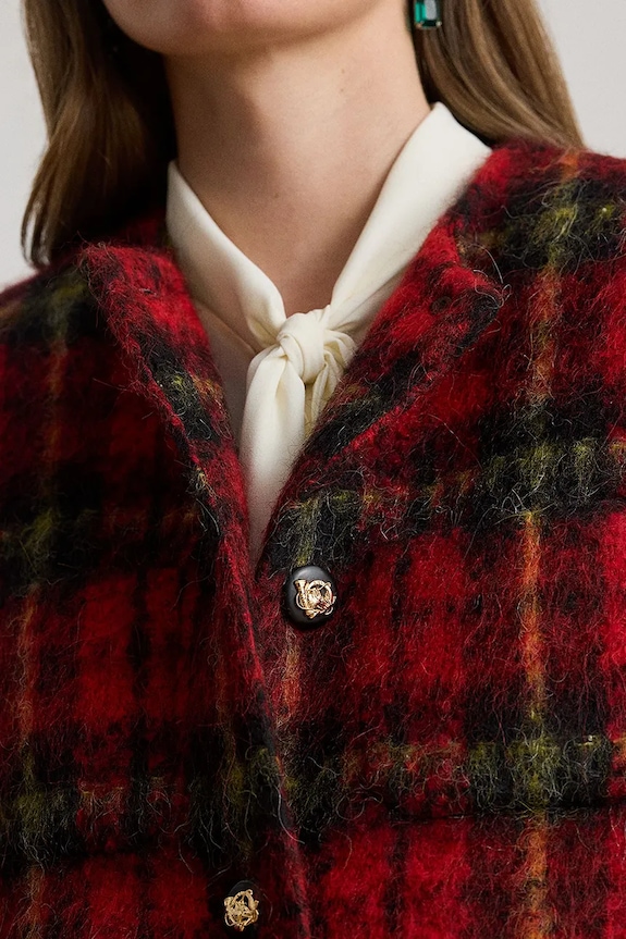 Μπλέιζερ με μίγμα μαλλιού Lauren Ralph Lauren 200P02014 κόκκινο