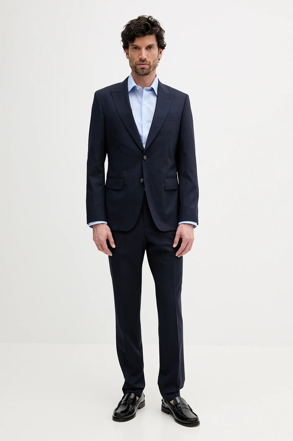 BOSS costum de lână H-Huge-2Pcs-Peak-253 panza bleumarin 50546099