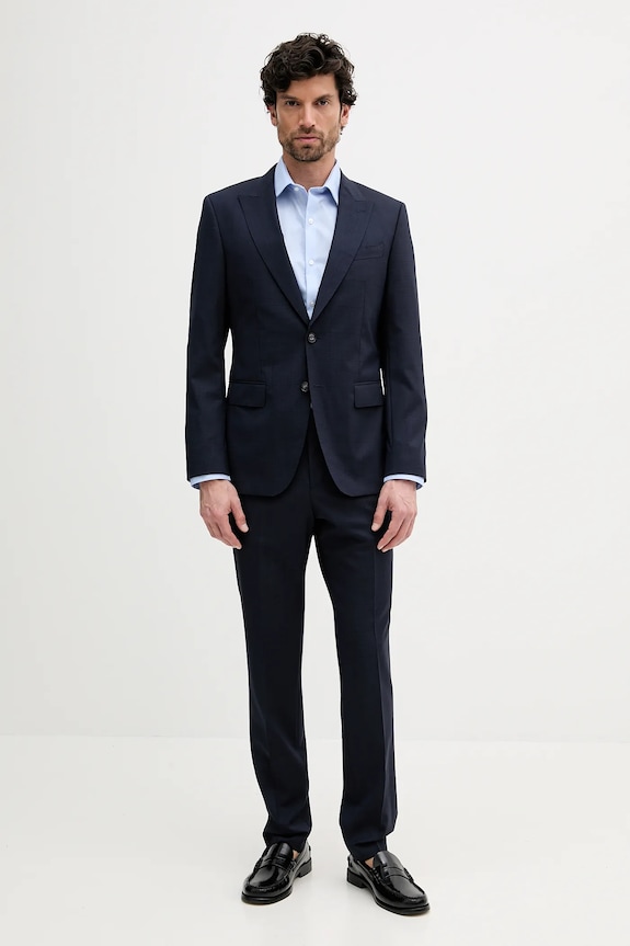 BOSS costum de lână H-Huge-2Pcs-Peak-253 panza bleumarin 50546099