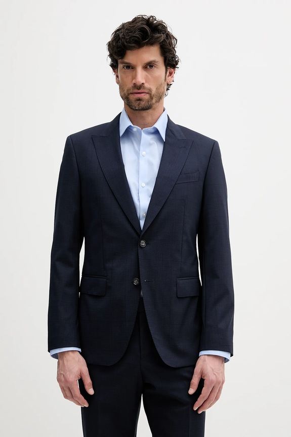 BOSS costum de lână H-Huge-2Pcs-Peak-253 50546099 bleumarin AW25