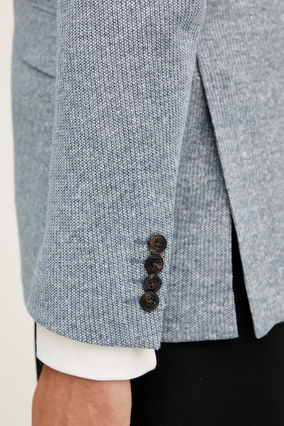 Hackett London marynarka z lnem HM4400023R niebieski