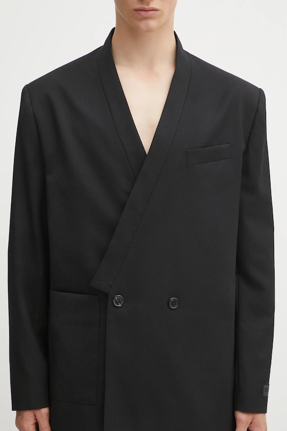 Vlnené sako Kenzo Weave Kimono Tailored čierna FF65VE1309ID