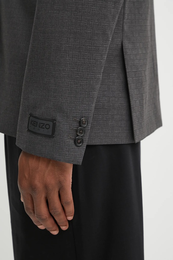 Kenzo giacca in lana Weave Adjusted Kimono Tailored grigio FF65VE1459ID