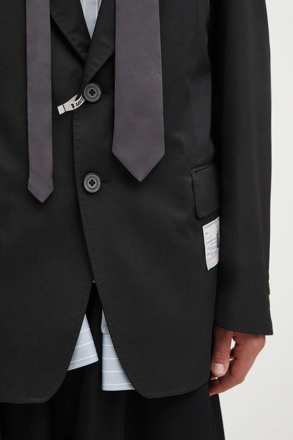 Sako s přídavkem vlny Maison MIHARA YASUHIRO LAYERED černá A15JK031