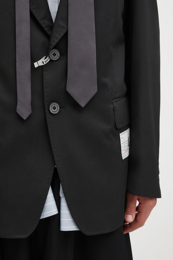 Sako s přídavkem vlny Maison MIHARA YASUHIRO LAYERED černá A15JK031