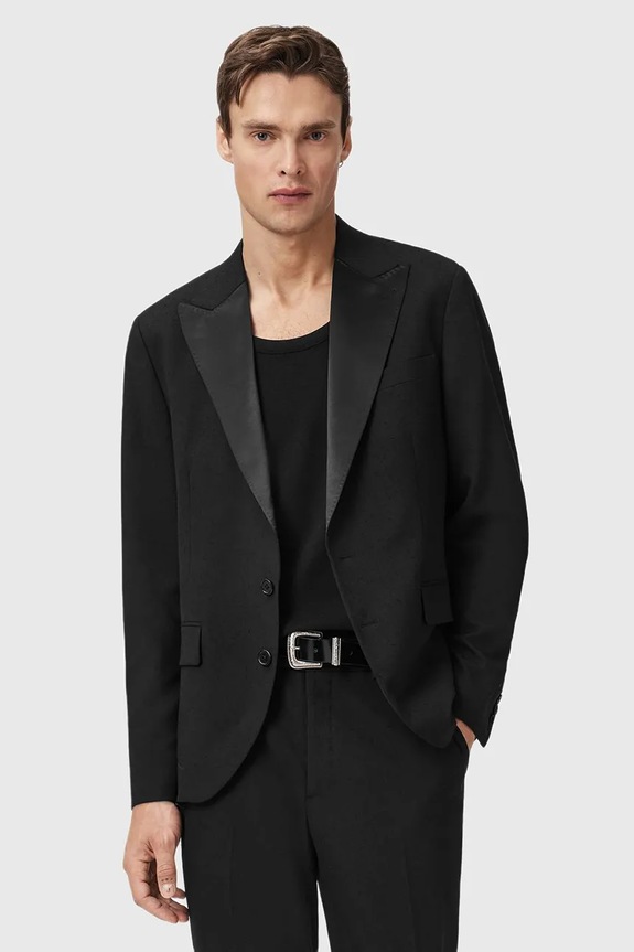 AllSaints zakó GERMAIN szövet fekete M009QD