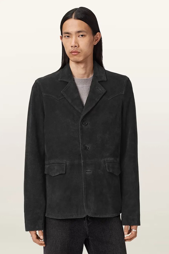 Замшевый пиджак AllSaints HORNETT M020LD чёрный